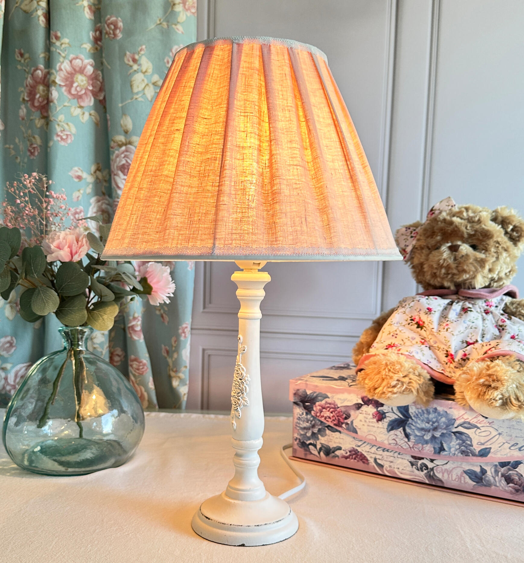 abat-jour plisse lin rose abat-jour